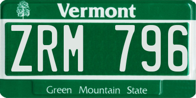 VT license plate ZRM796