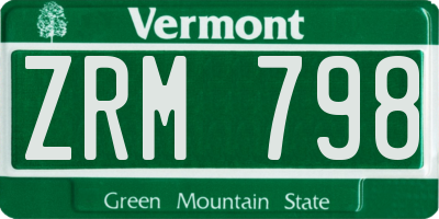 VT license plate ZRM798