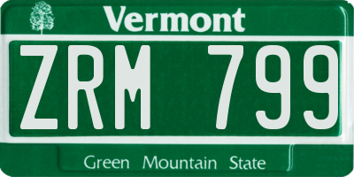 VT license plate ZRM799