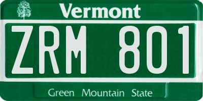 VT license plate ZRM801
