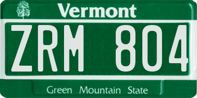 VT license plate ZRM804