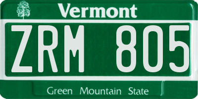 VT license plate ZRM805