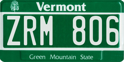 VT license plate ZRM806