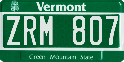 VT license plate ZRM807