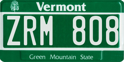 VT license plate ZRM808