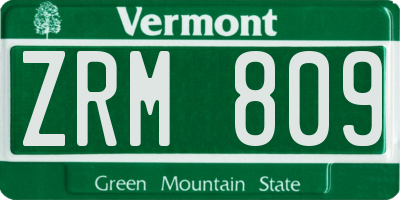 VT license plate ZRM809