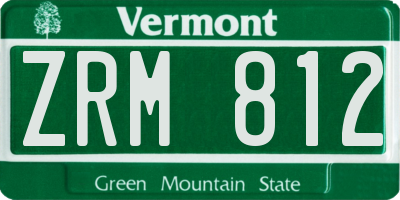 VT license plate ZRM812