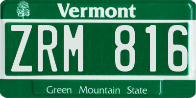 VT license plate ZRM816