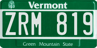 VT license plate ZRM819
