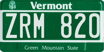 VT license plate ZRM820