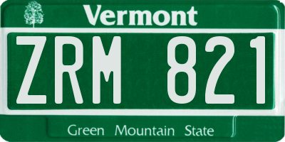 VT license plate ZRM821