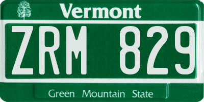 VT license plate ZRM829
