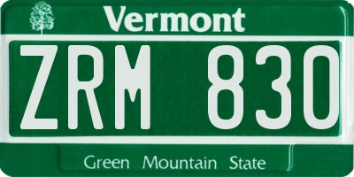VT license plate ZRM830