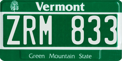 VT license plate ZRM833
