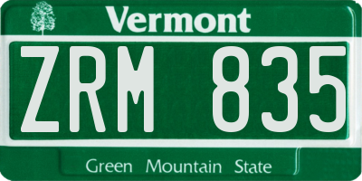 VT license plate ZRM835