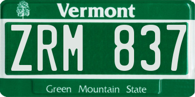 VT license plate ZRM837