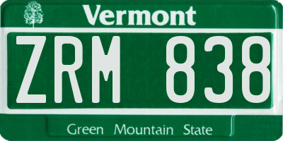 VT license plate ZRM838