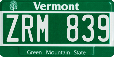 VT license plate ZRM839