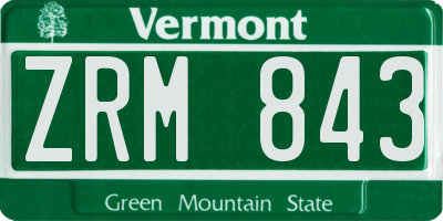 VT license plate ZRM843