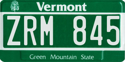 VT license plate ZRM845
