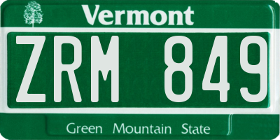 VT license plate ZRM849