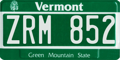 VT license plate ZRM852