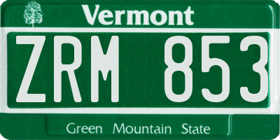 VT license plate ZRM853