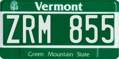 VT license plate ZRM855