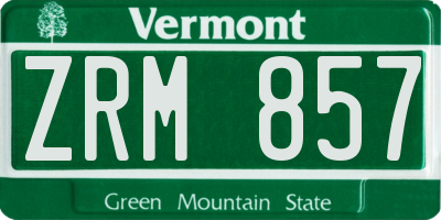 VT license plate ZRM857