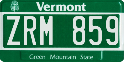 VT license plate ZRM859