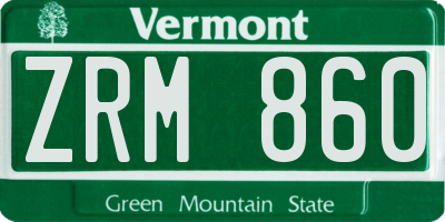 VT license plate ZRM860