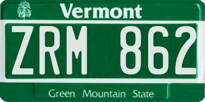 VT license plate ZRM862
