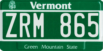 VT license plate ZRM865