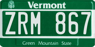 VT license plate ZRM867