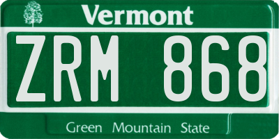 VT license plate ZRM868