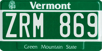 VT license plate ZRM869