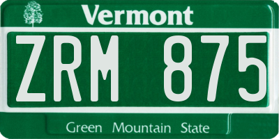 VT license plate ZRM875