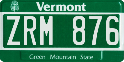 VT license plate ZRM876