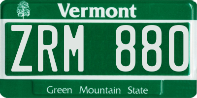 VT license plate ZRM880