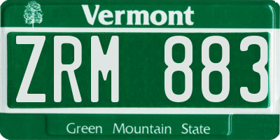VT license plate ZRM883
