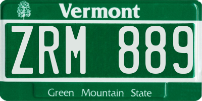 VT license plate ZRM889