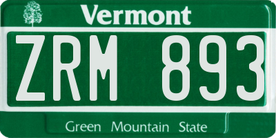 VT license plate ZRM893