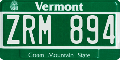VT license plate ZRM894