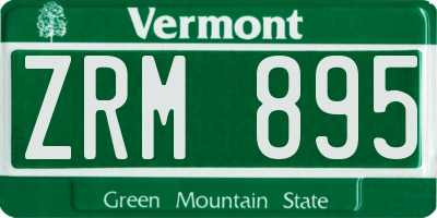 VT license plate ZRM895