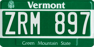 VT license plate ZRM897