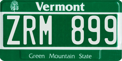 VT license plate ZRM899