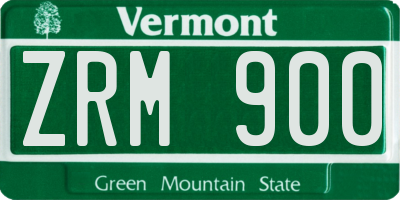 VT license plate ZRM900