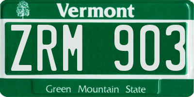 VT license plate ZRM903
