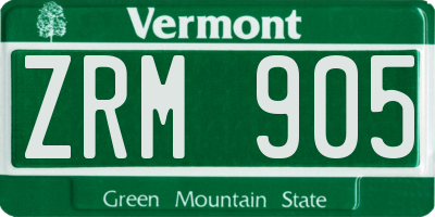 VT license plate ZRM905