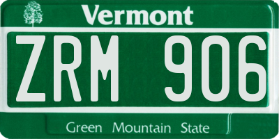 VT license plate ZRM906